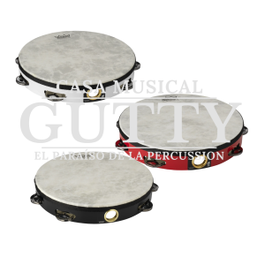 PANDERETA 1 HILERA FIBERSKYN REMO 10″ BLANCO/ROJO/NEGRO/ TA-5110-52/TA-5110-00/TA-5110-70