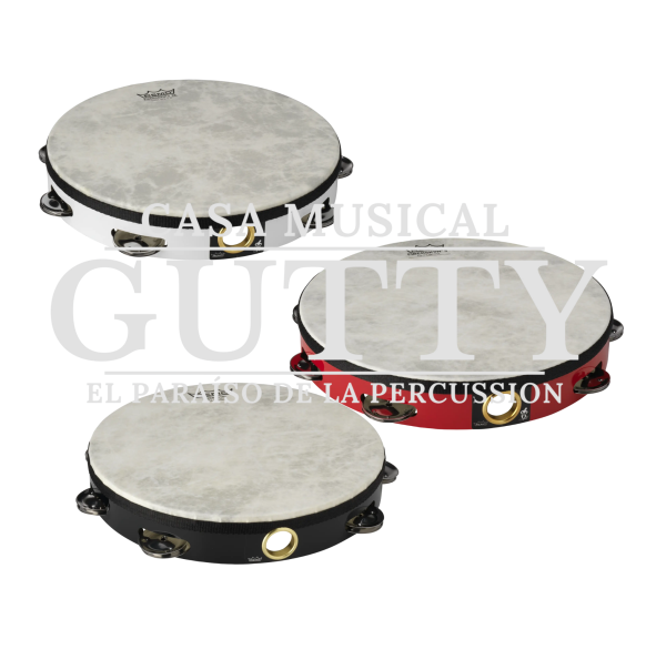PANDERETA 1 HILERA FIBERSKYN REMO 10″ BLANCO/ROJO/NEGRO/ TA-5110-52/TA-5110-00/TA-5110-70